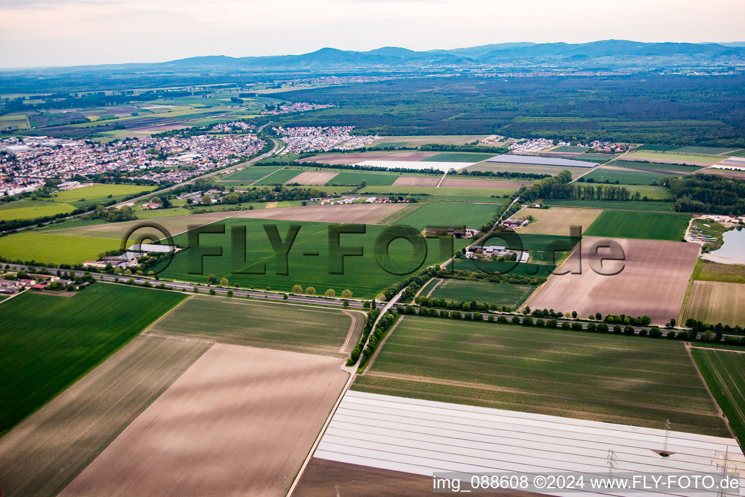 Valley of the Rinne from the southwest in Bürstadt in the state Hesse, Germany