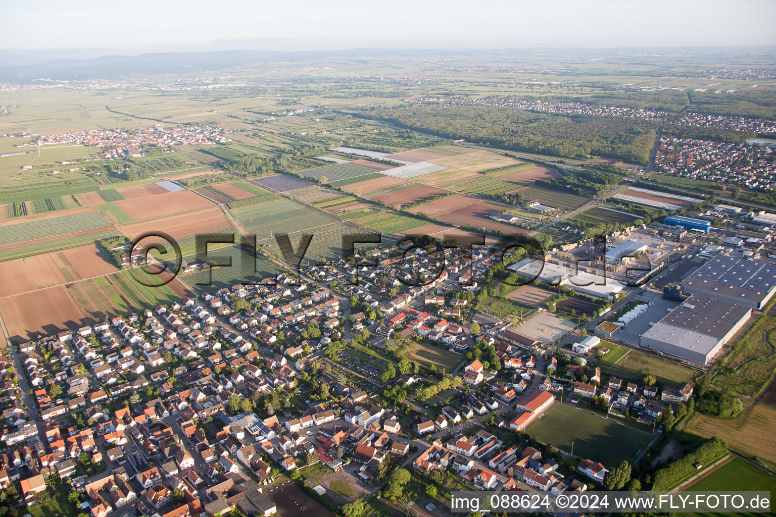 Aerial photograpy of Fußgönheim in the state Rhineland-Palatinate, Germany