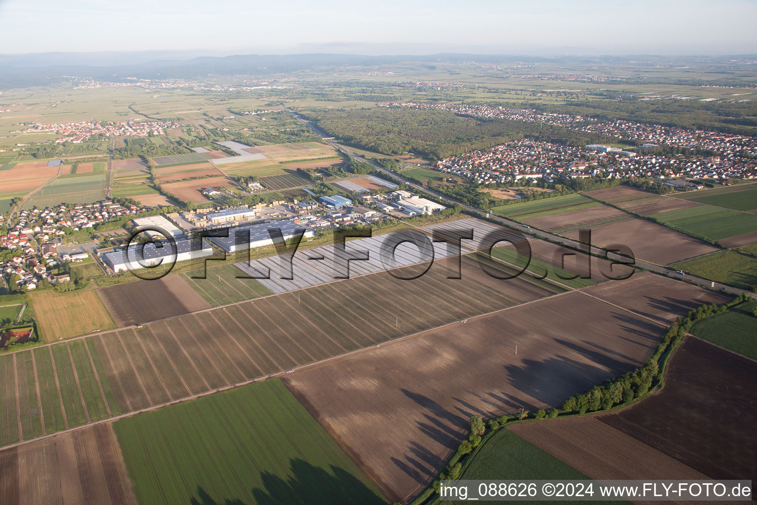 Fußgönheim in the state Rhineland-Palatinate, Germany from above