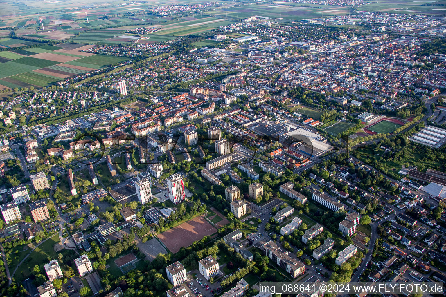 Aerial photograpy of Frankenthal in the state Rhineland-Palatinate, Germany