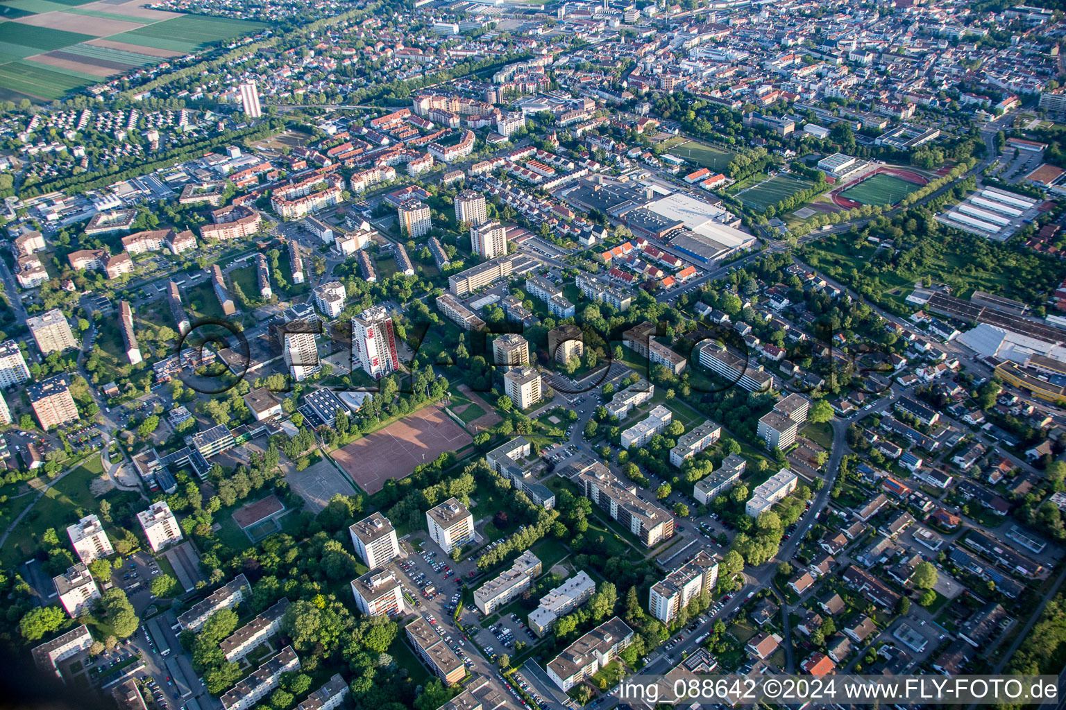 Oblique view of Frankenthal in the state Rhineland-Palatinate, Germany