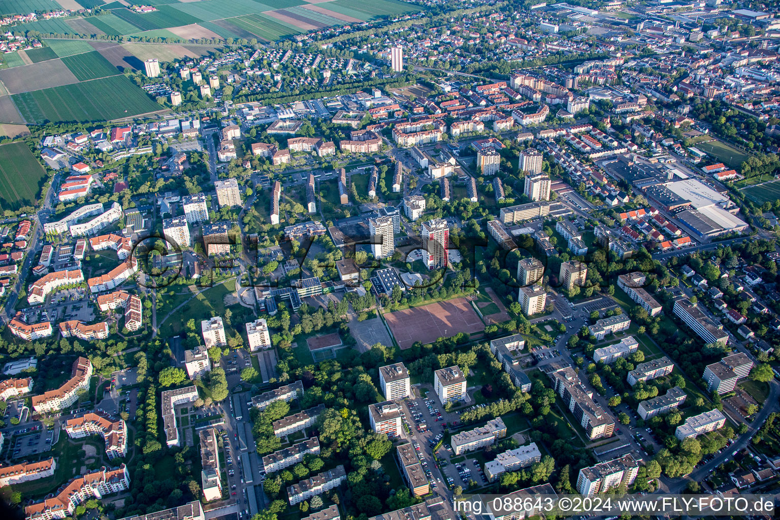 Frankenthal in the state Rhineland-Palatinate, Germany from above