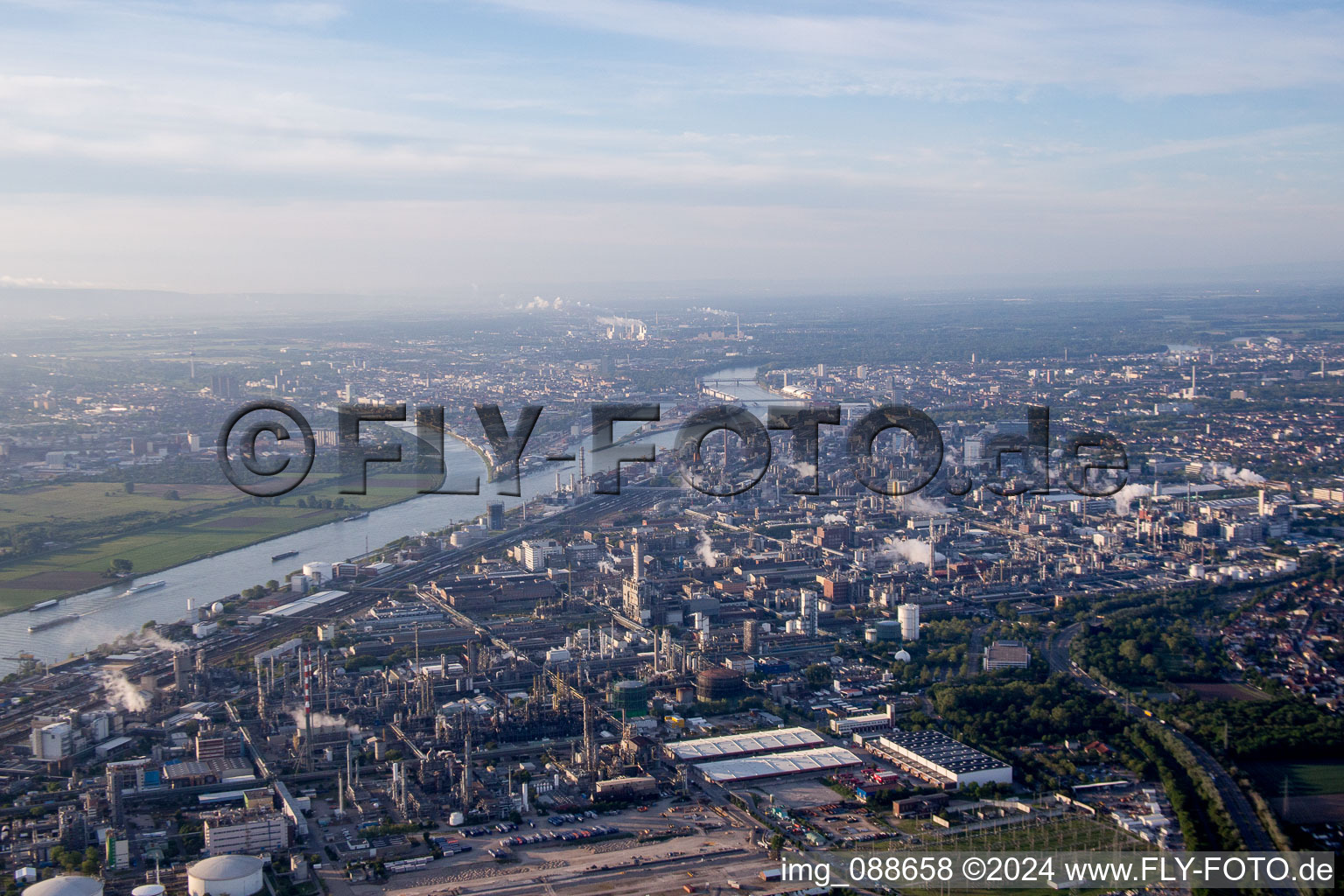 District BASF in Ludwigshafen am Rhein in the state Rhineland-Palatinate, Germany seen from a drone