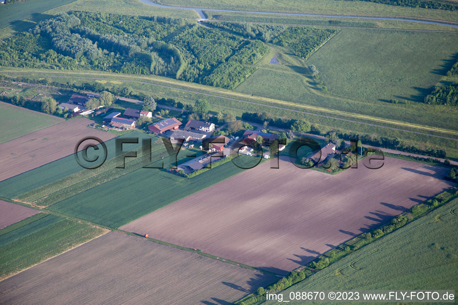 Aerial photograpy of Scharhof in the state Baden-Wuerttemberg, Germany