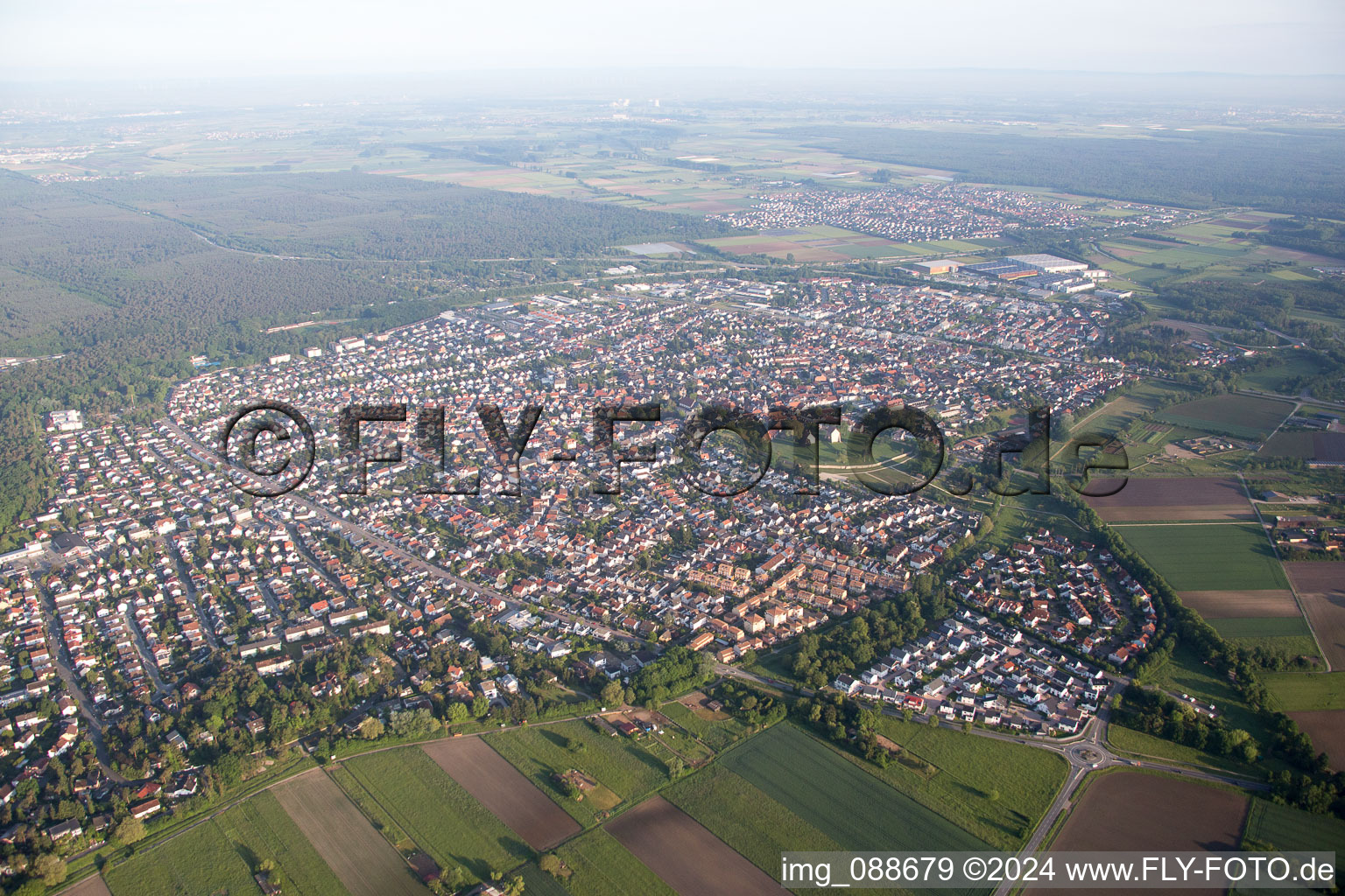 Lorsch in the state Hesse, Germany from the drone perspective