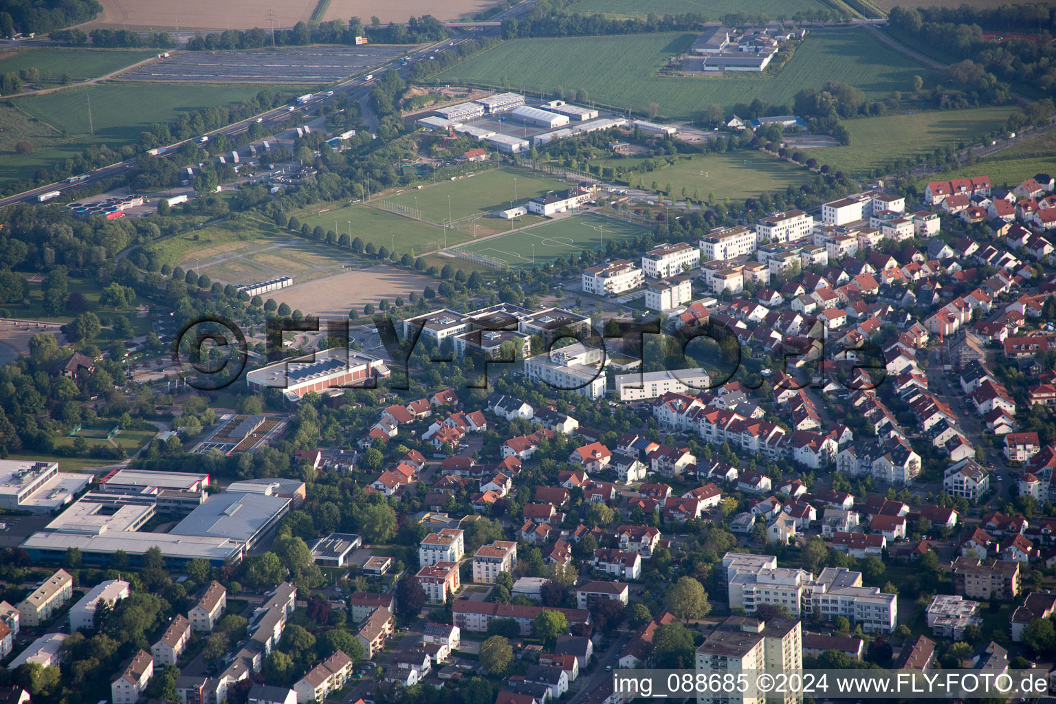 Bensheim in the state Hesse, Germany from a drone