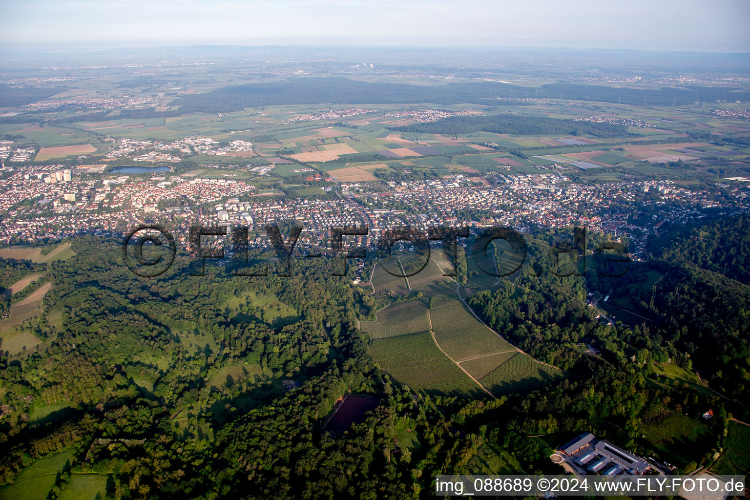 From the east in the district Auerbach in Bensheim in the state Hesse, Germany