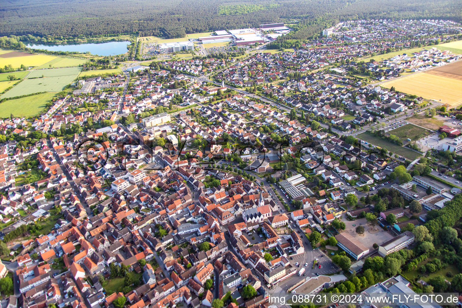 Aerial view of Babenhausen in the state Hesse, Germany