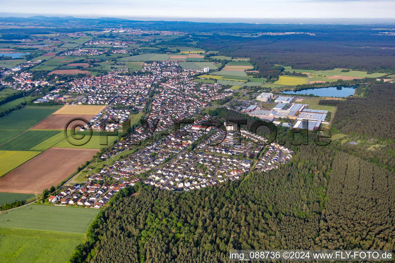 Oblique view of Babenhausen in the state Hesse, Germany