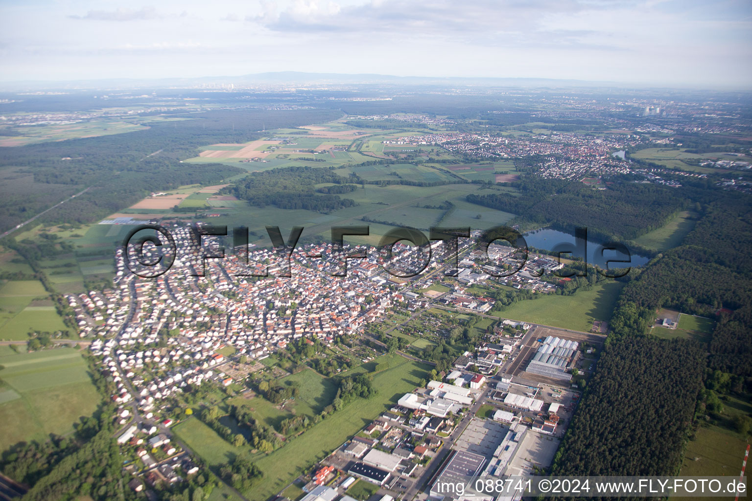 Aerial photograpy of District Zellhausen in Mainhausen in the state Hesse, Germany