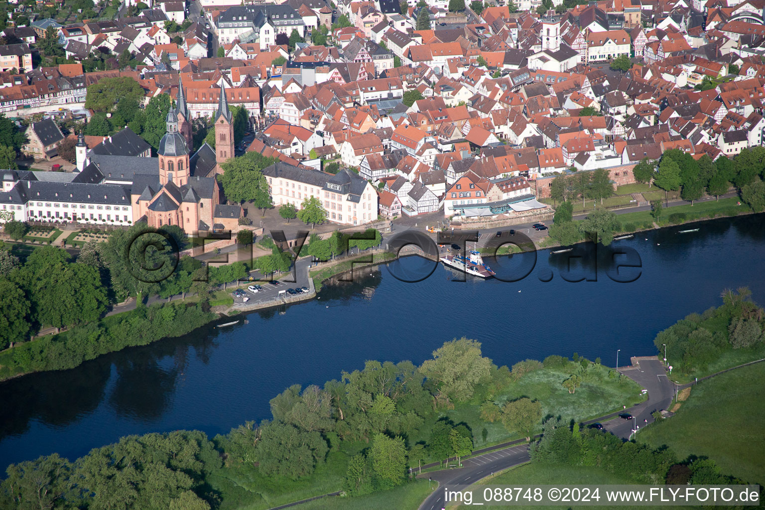 Aerial view of Seligenstadt in the state Hesse, Germany