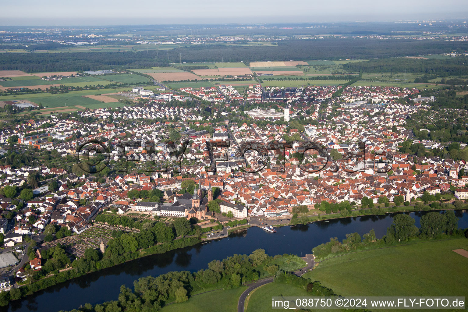 Aerial photograpy of Seligenstadt in the state Hesse, Germany