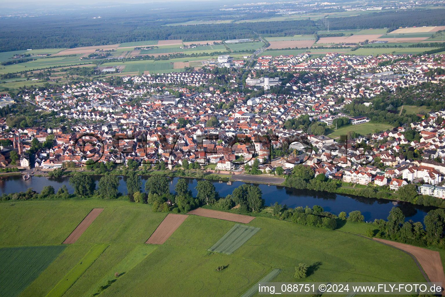 Oblique view of Seligenstadt in the state Hesse, Germany