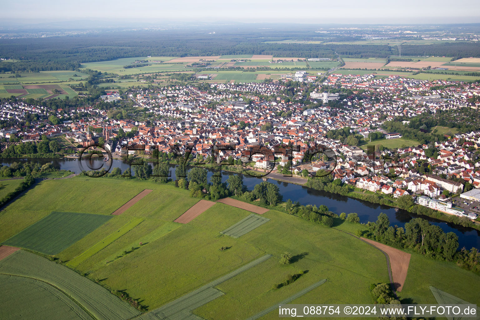 Seligenstadt in the state Hesse, Germany seen from above