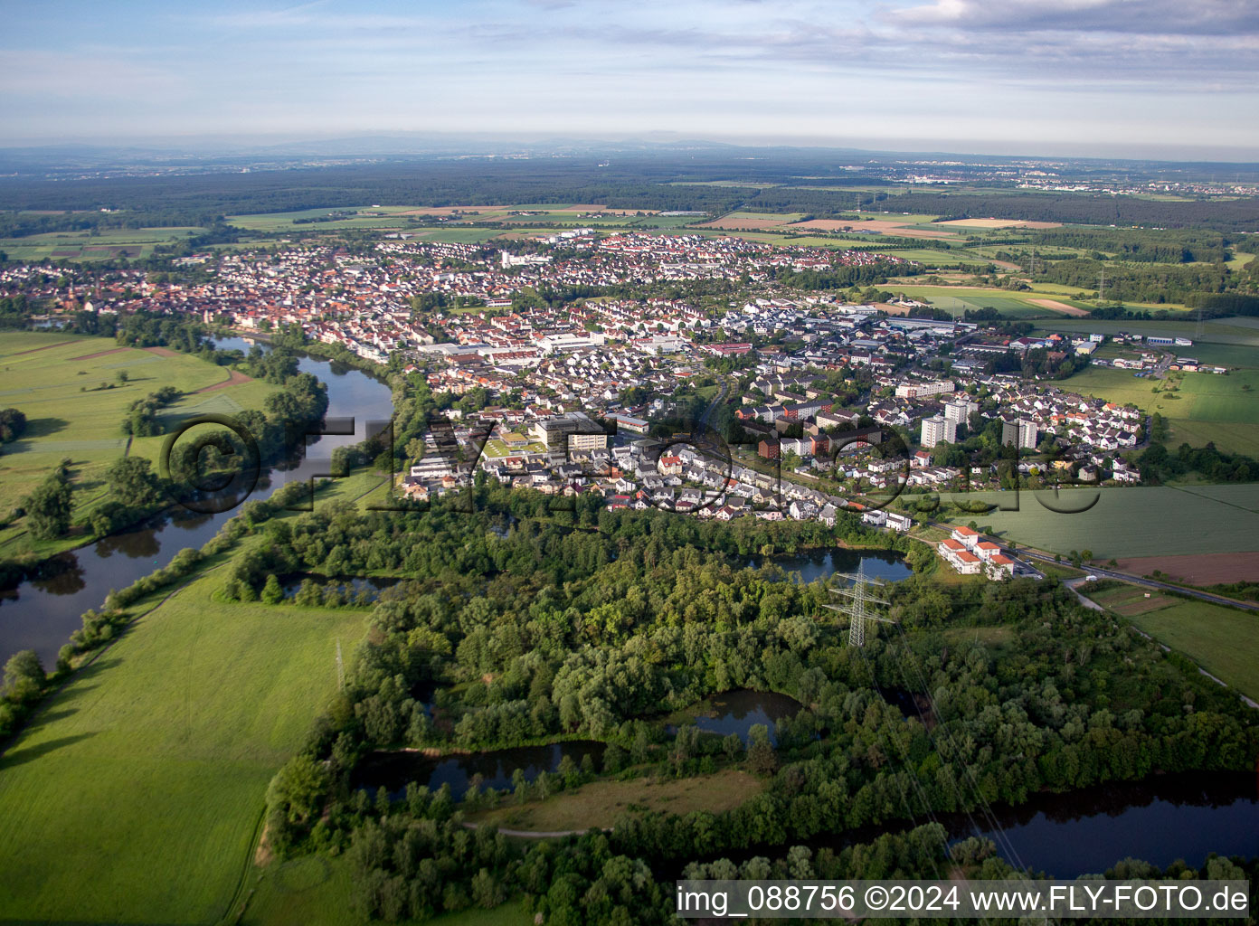 Village on the river bank areas of the Main river in Seligenstadt in the state Hesse, Germany