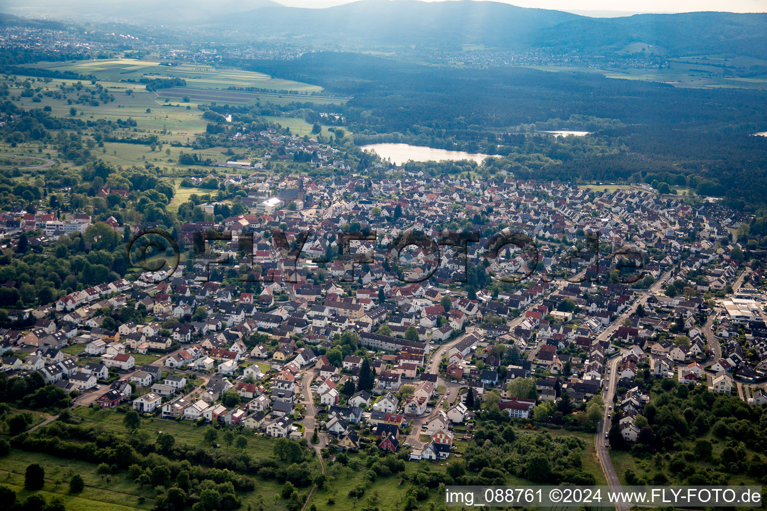 Aerial photograpy of Kahl am Main in the state Bavaria, Germany