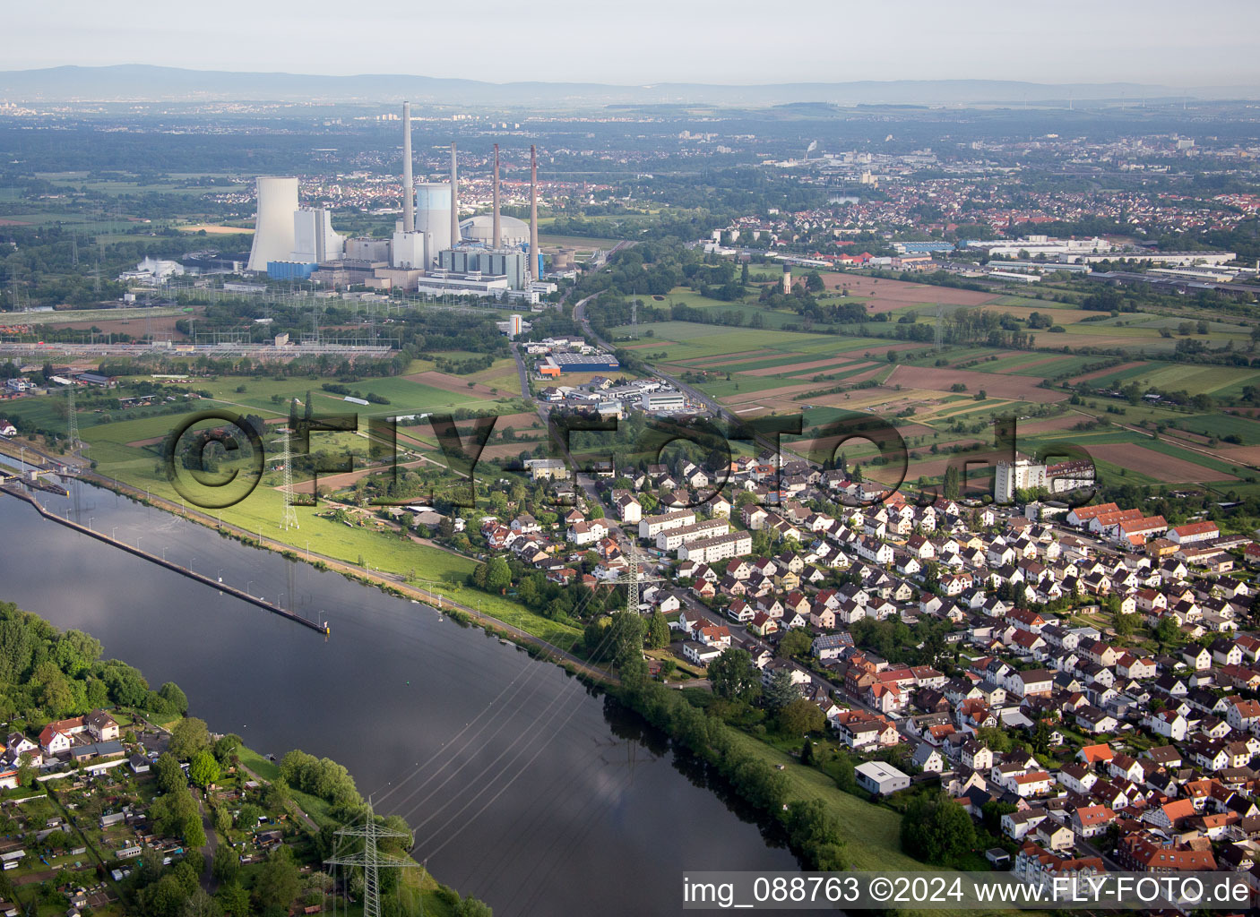 Building remains of the reactor units and facilities of the gas power plant Kraftwerk Staudinger in Grosskrotzenburg in the state Hesse, Germany