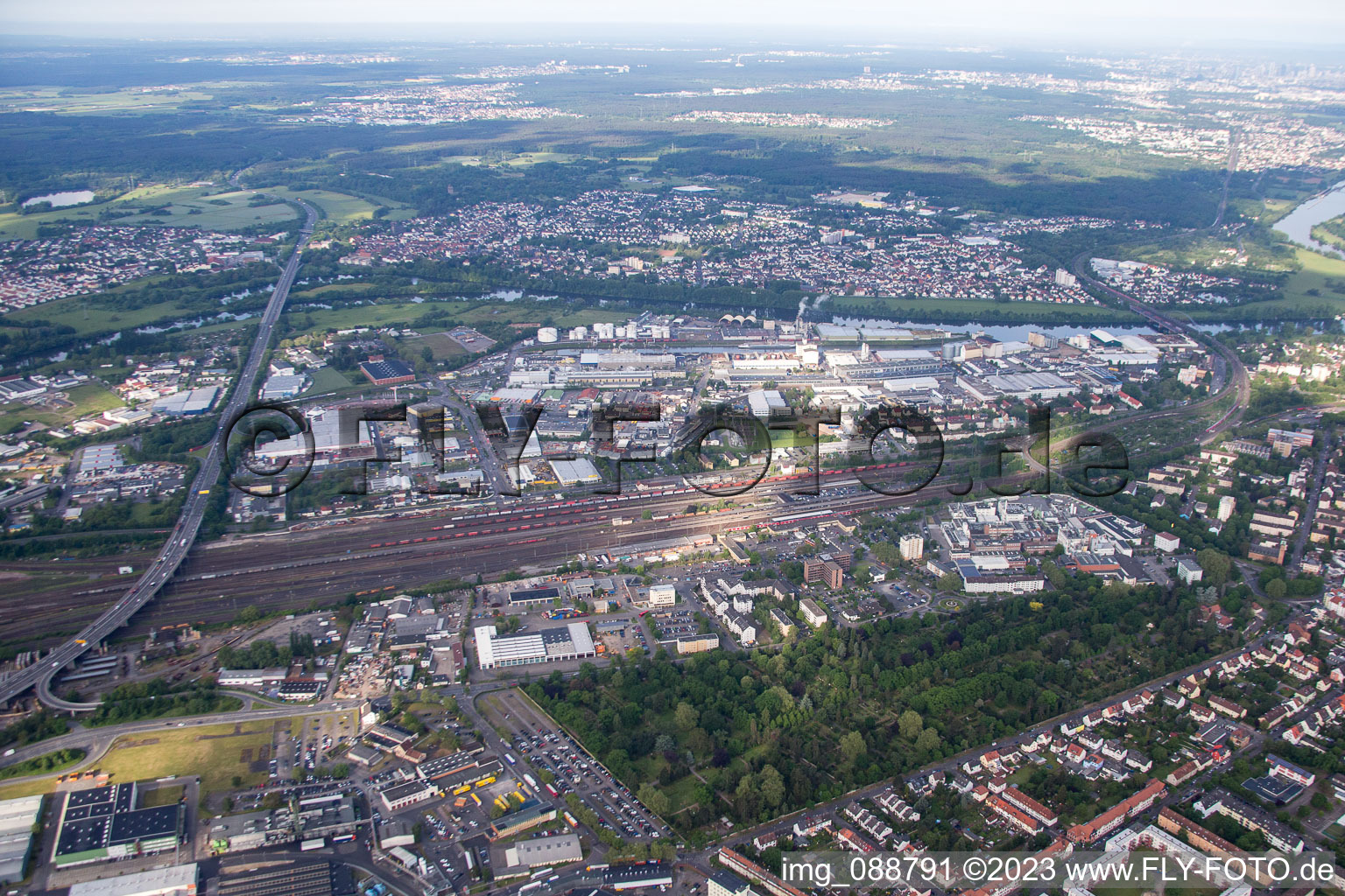 Aerial photograpy of Hanau in the state Hesse, Germany