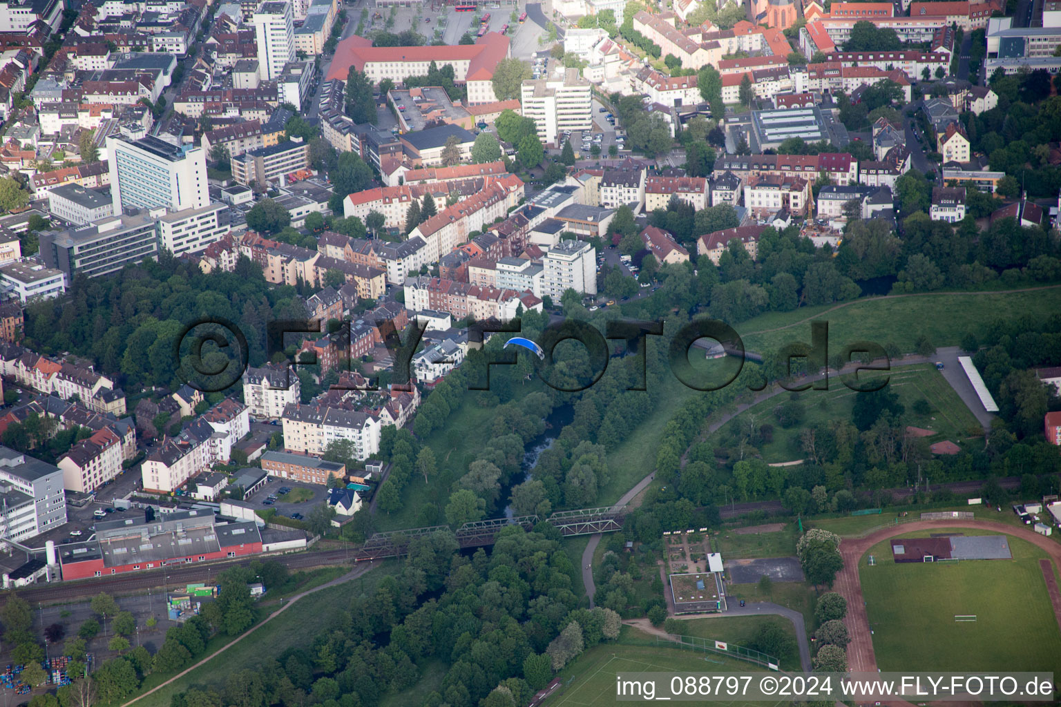 Hanau in the state Hesse, Germany from the plane