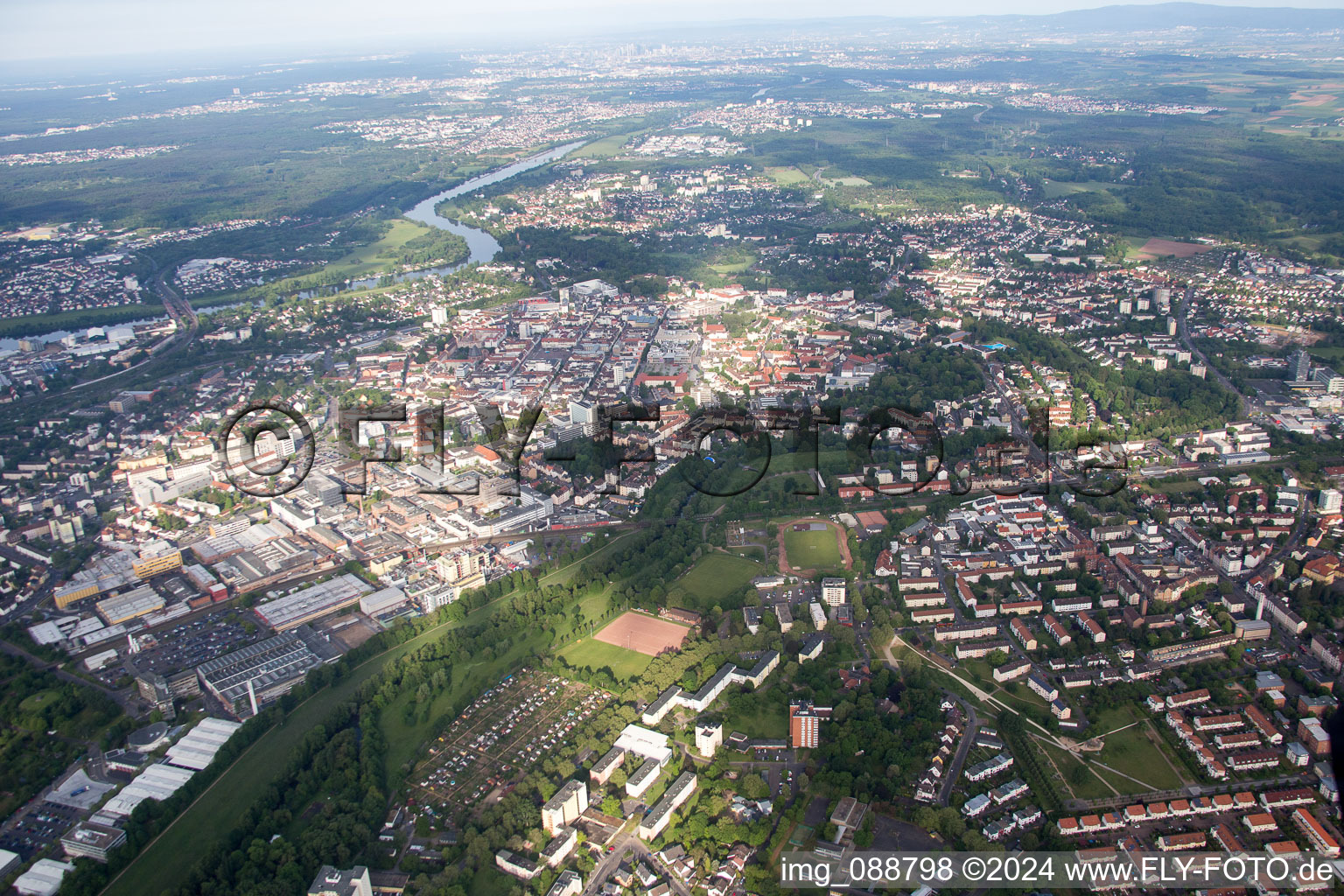 Bird's eye view of Hanau in the state Hesse, Germany