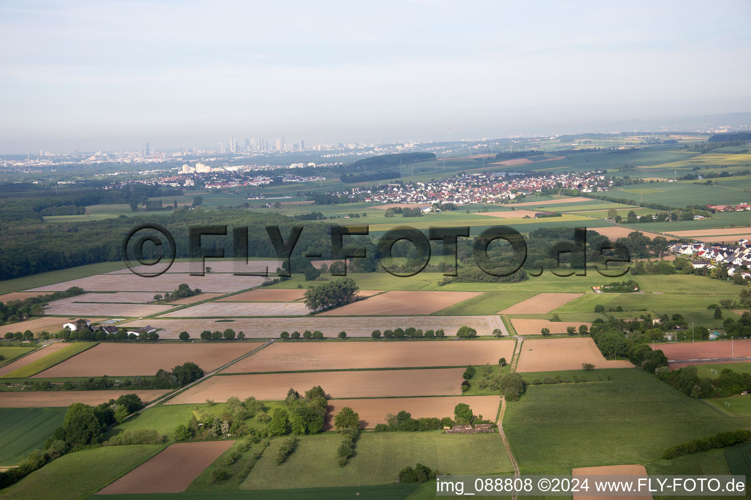 Oblique view of Bruchköbel in the state Hesse, Germany