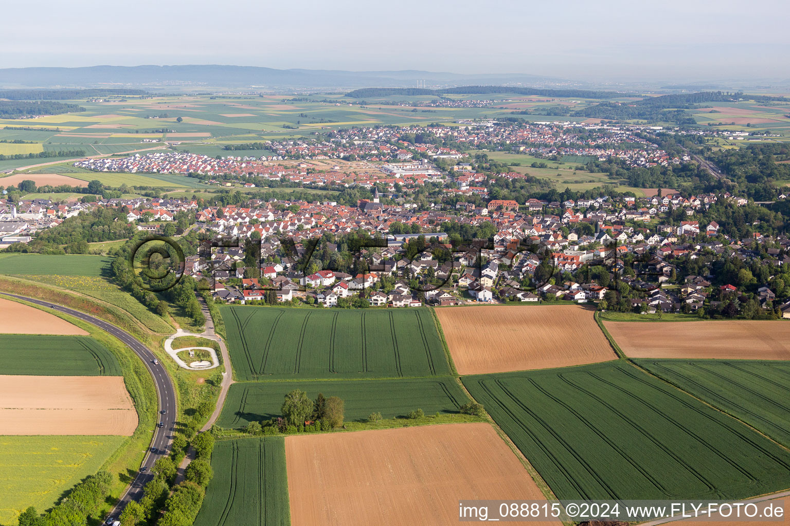 Town View of the streets and houses of the residential areas in the district Windecken in Nidderau in the state Hesse, Germany