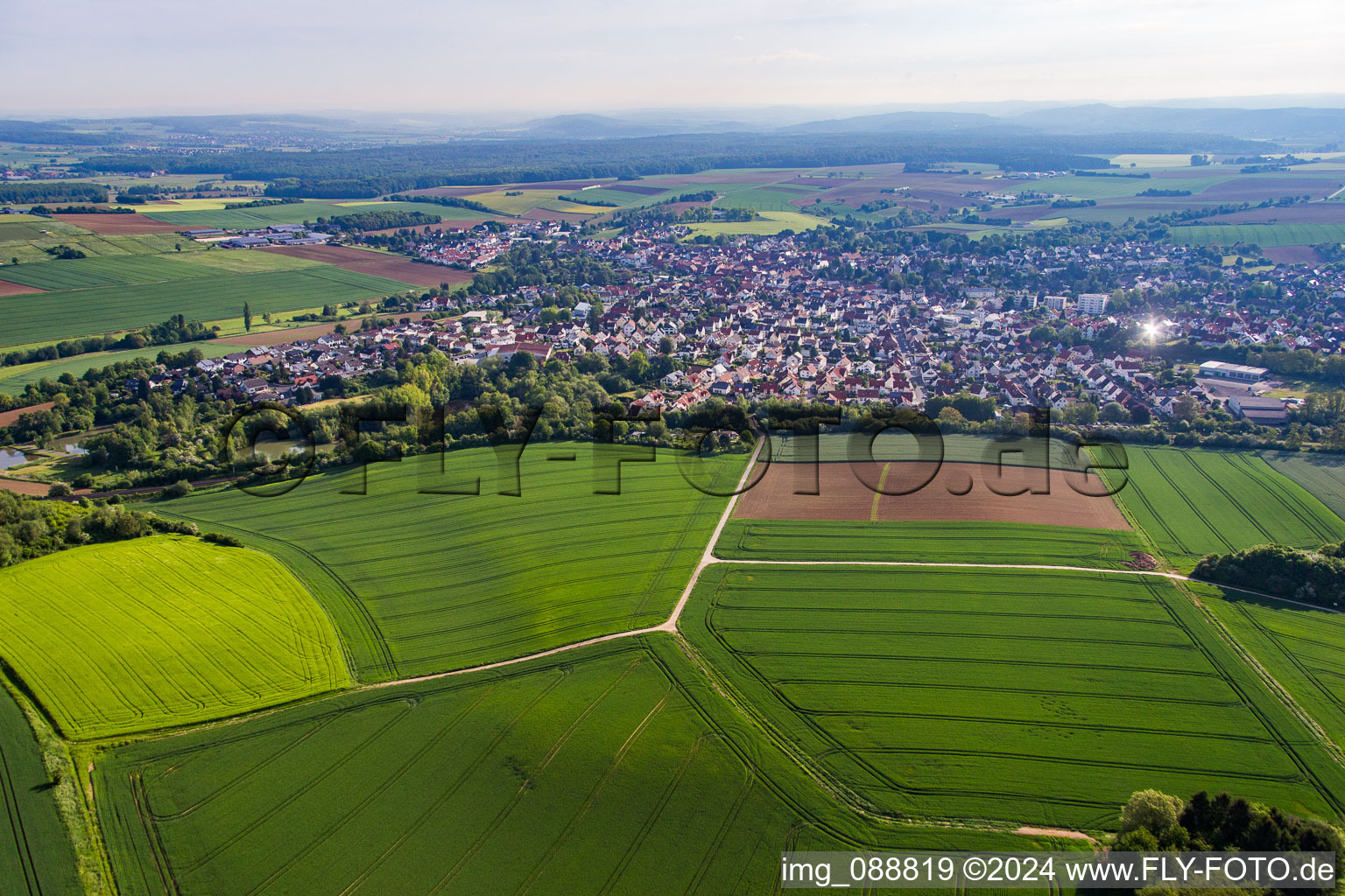 Aerial view of District Ostheim in Nidderau in the state Hesse, Germany