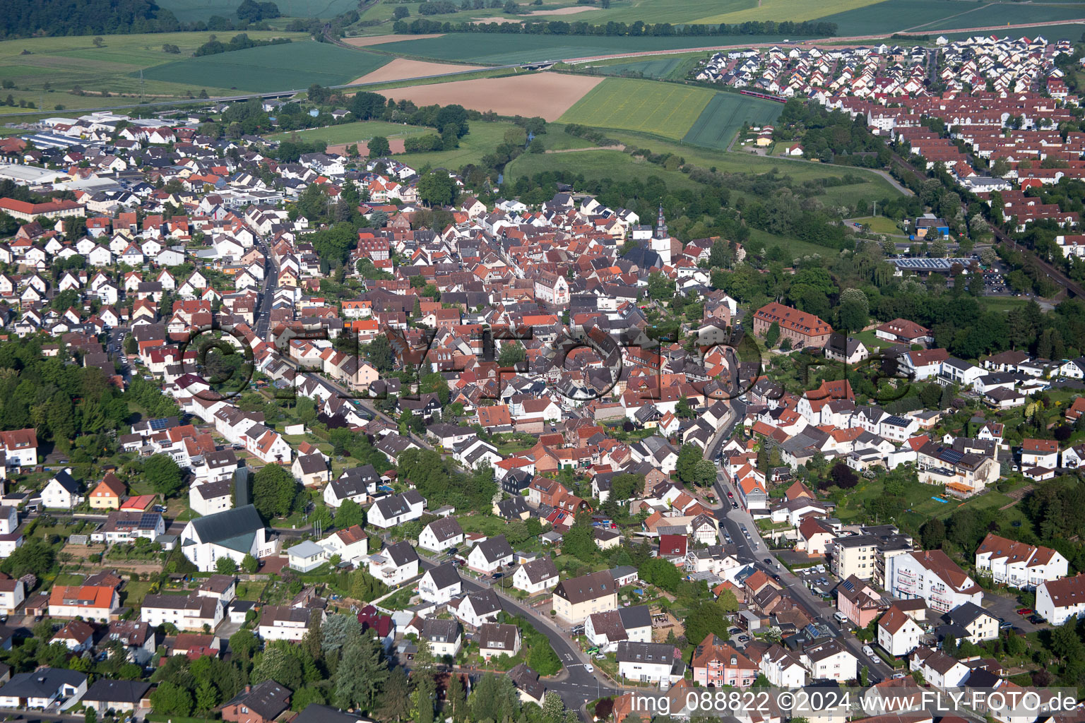 District Windecken in Nidderau in the state Hesse, Germany from above