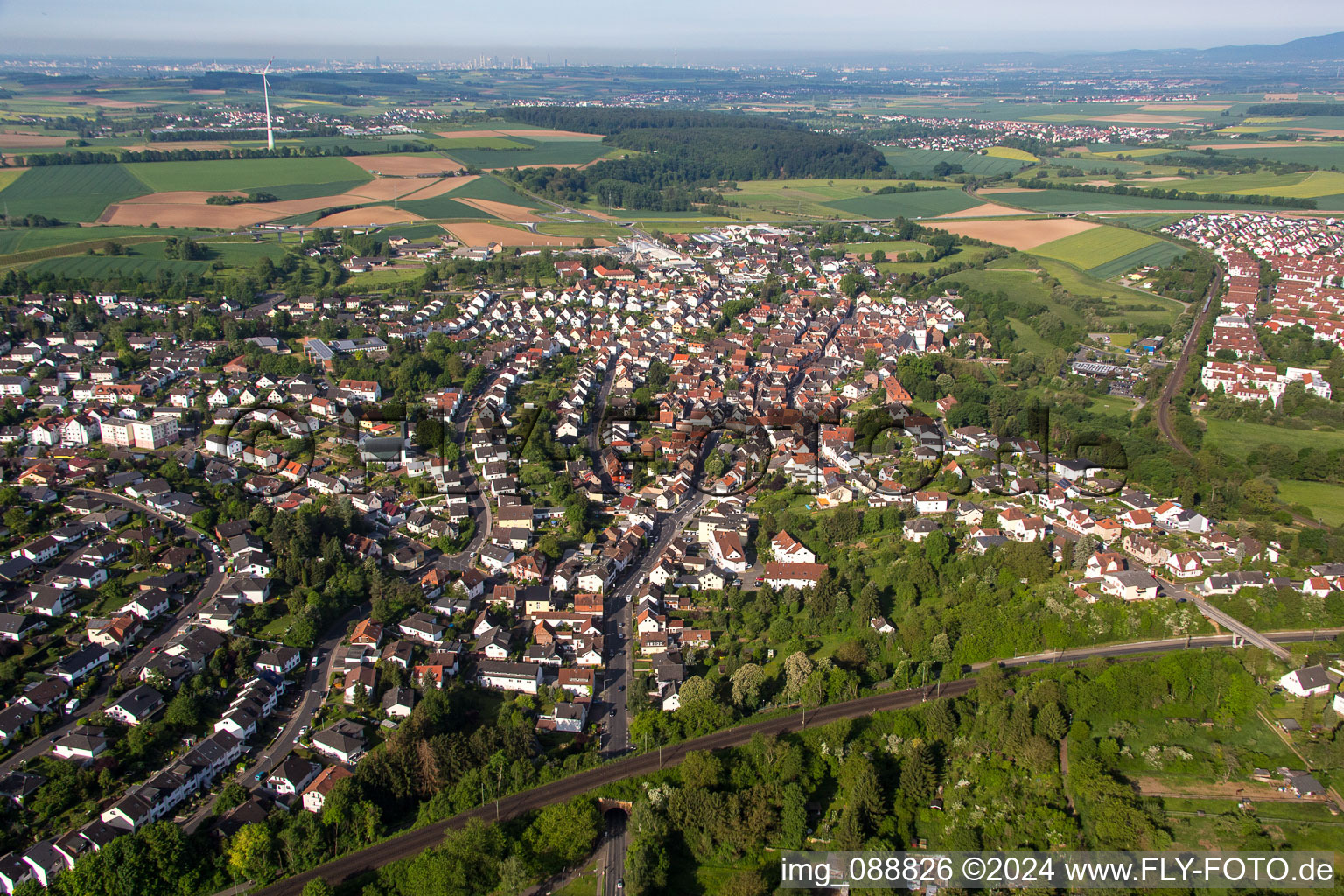 Bird's eye view of Windecken in the state Hesse, Germany