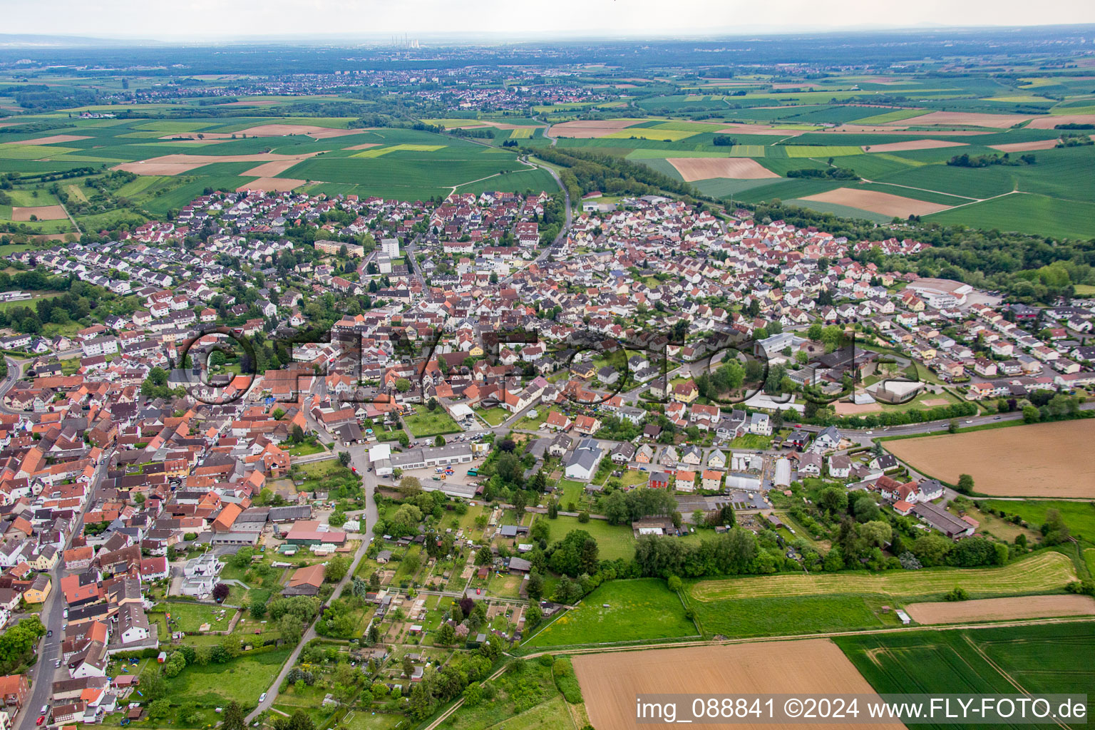 Aerial view of Ostheim in the state Hesse, Germany