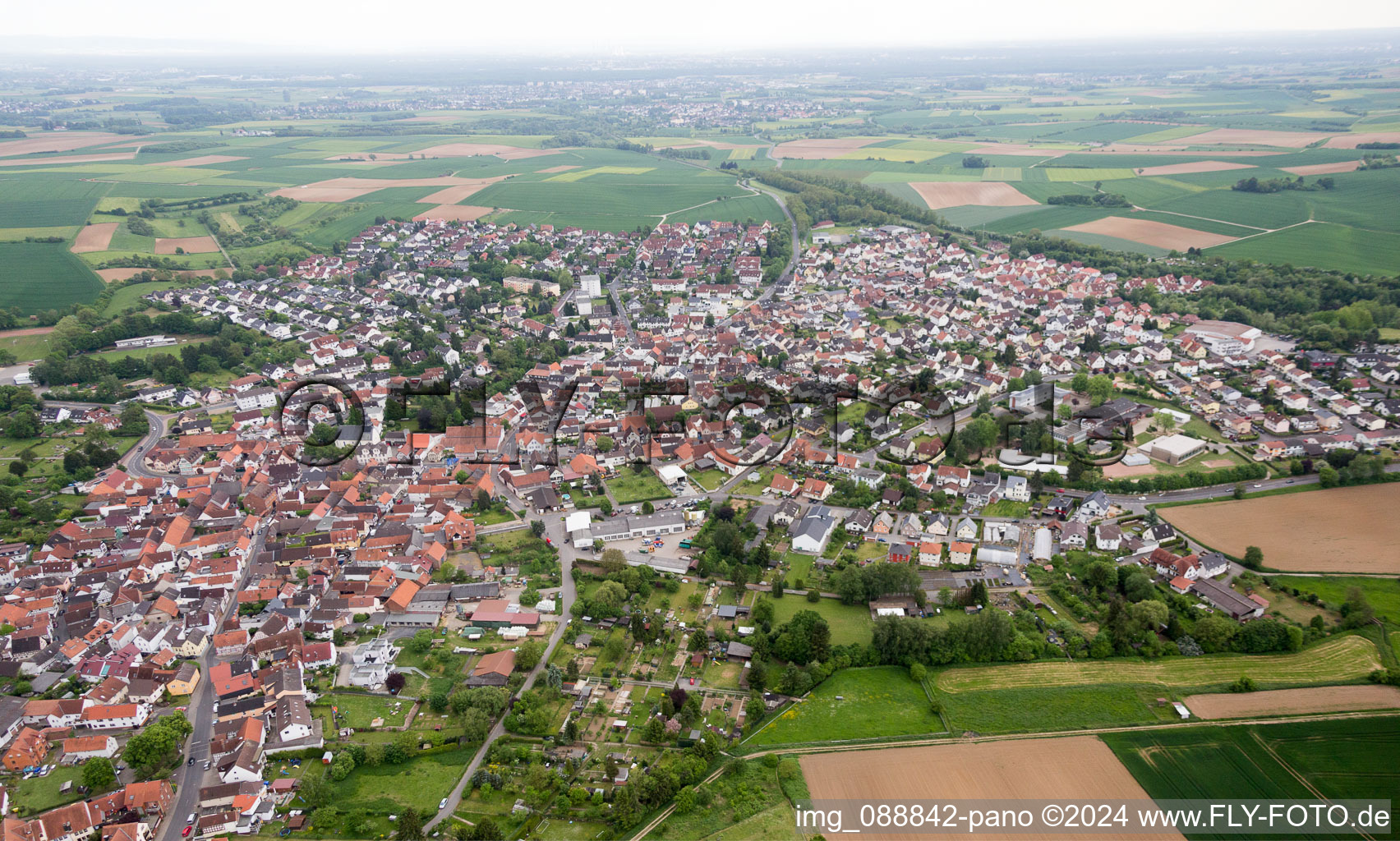 Oblique view of District Ostheim in Nidderau in the state Hesse, Germany