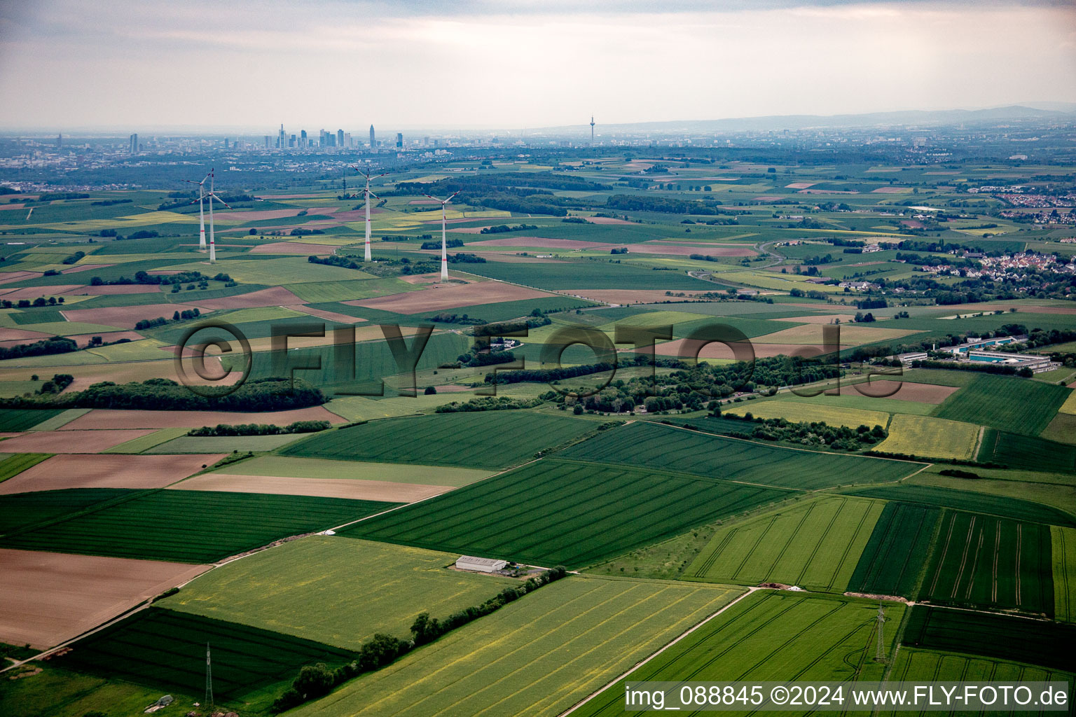 Frankfurt from the northeast in the district Kilianstädten in Schöneck in the state Hesse, Germany