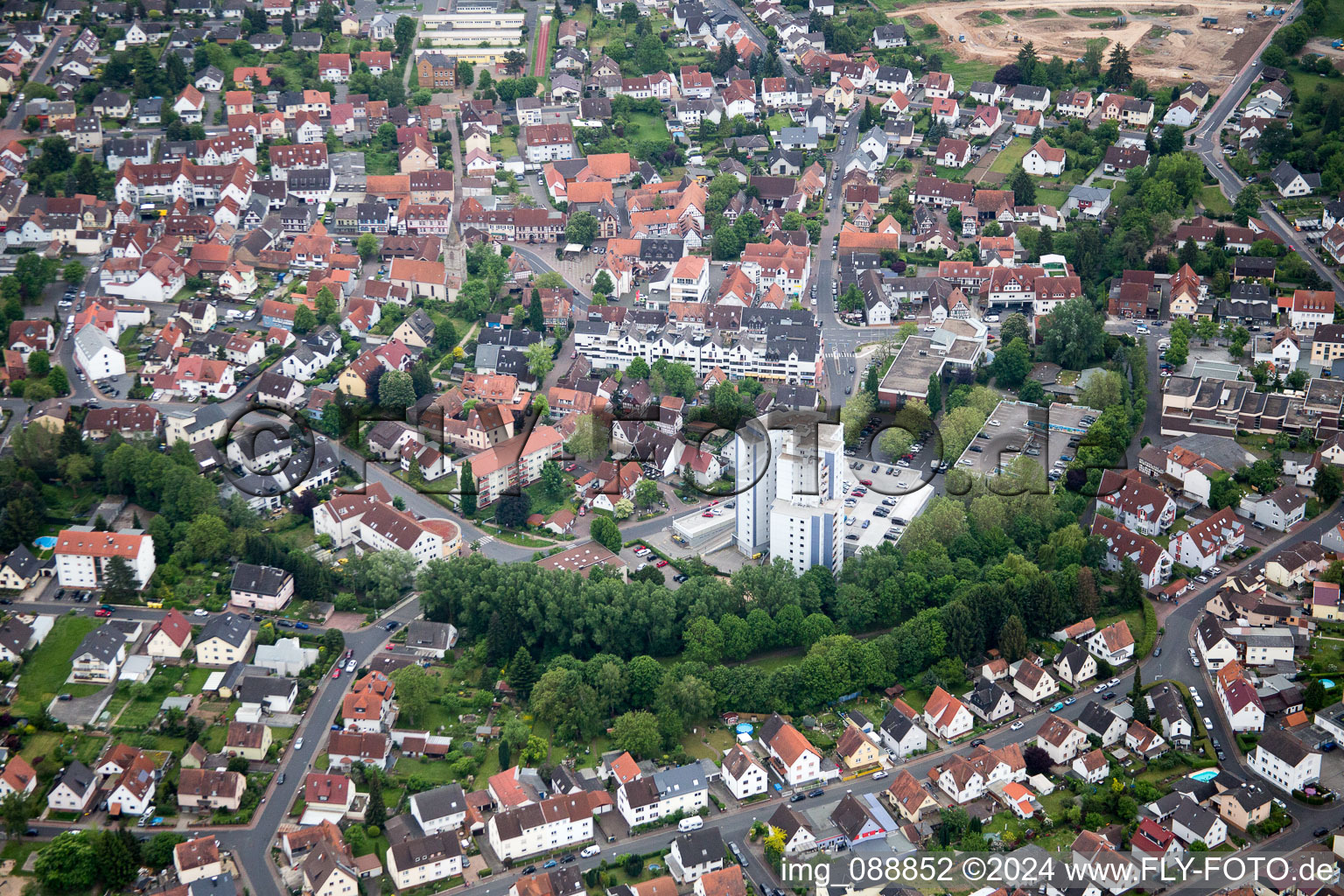 Bruchköbel in the state Hesse, Germany viewn from the air