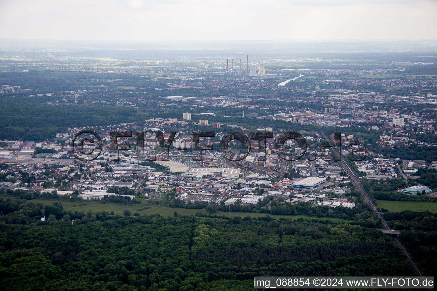 Hanau in the state Hesse, Germany from the drone perspective