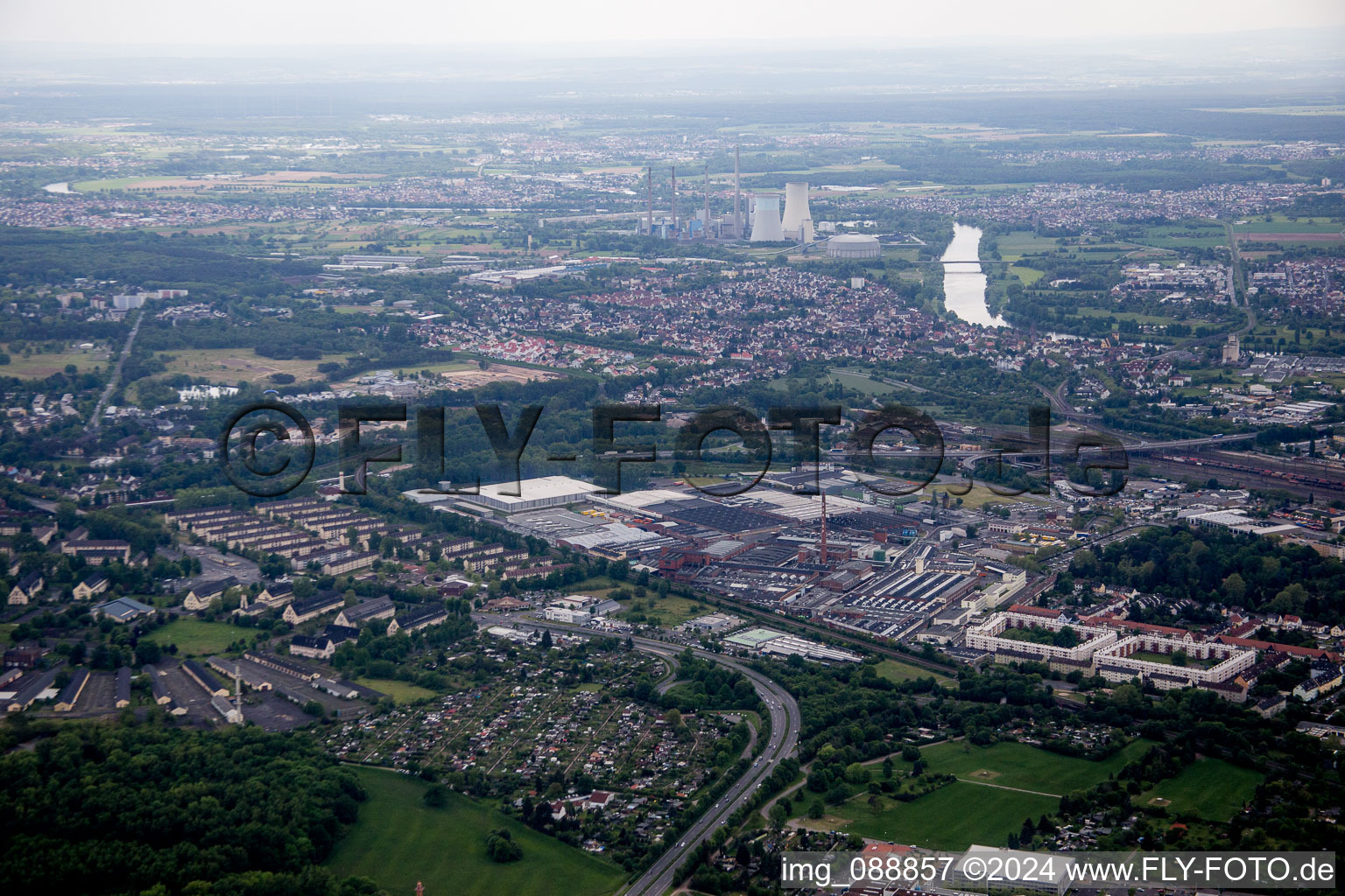 Aerial view of Hanau in the state Hesse, Germany