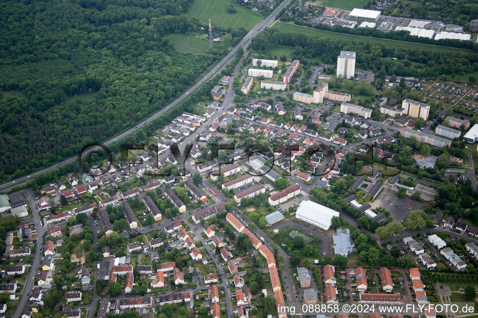 Aerial photograpy of Hanau in the state Hesse, Germany