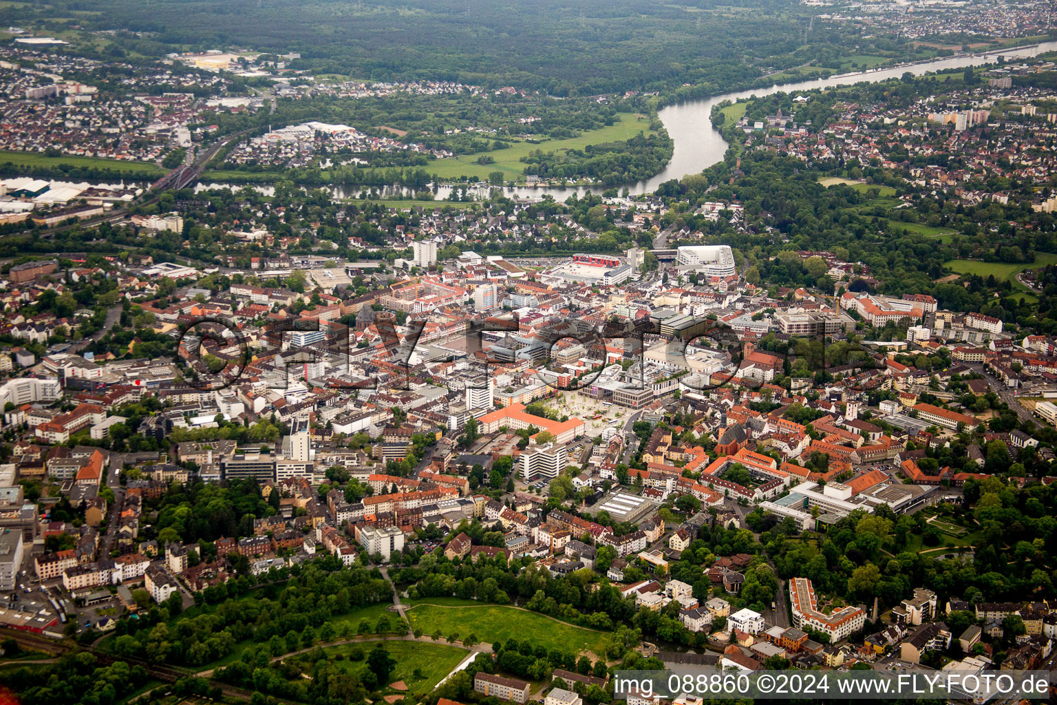 Hanau in the state Hesse, Germany from above