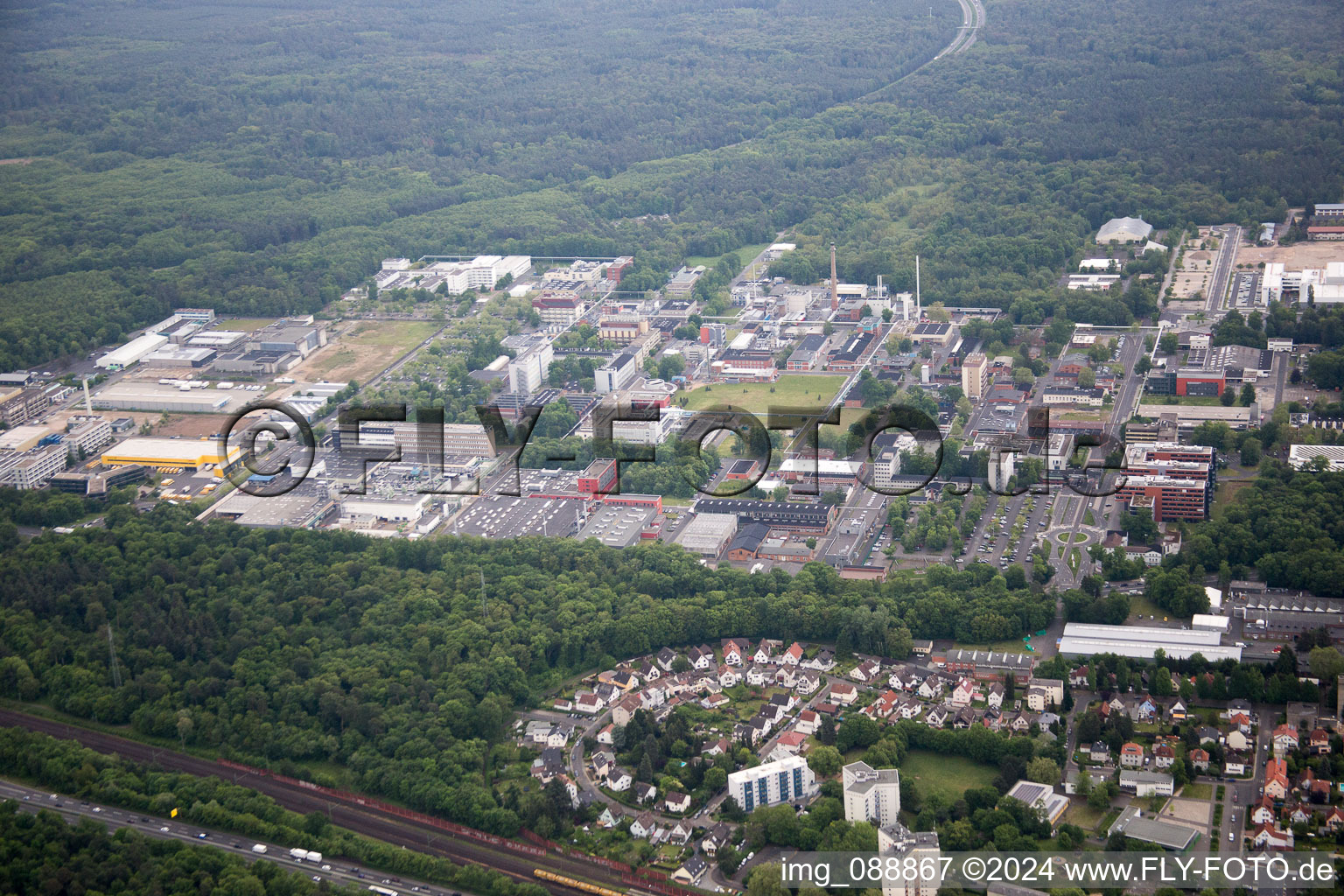 Hanau in the state Hesse, Germany from the plane