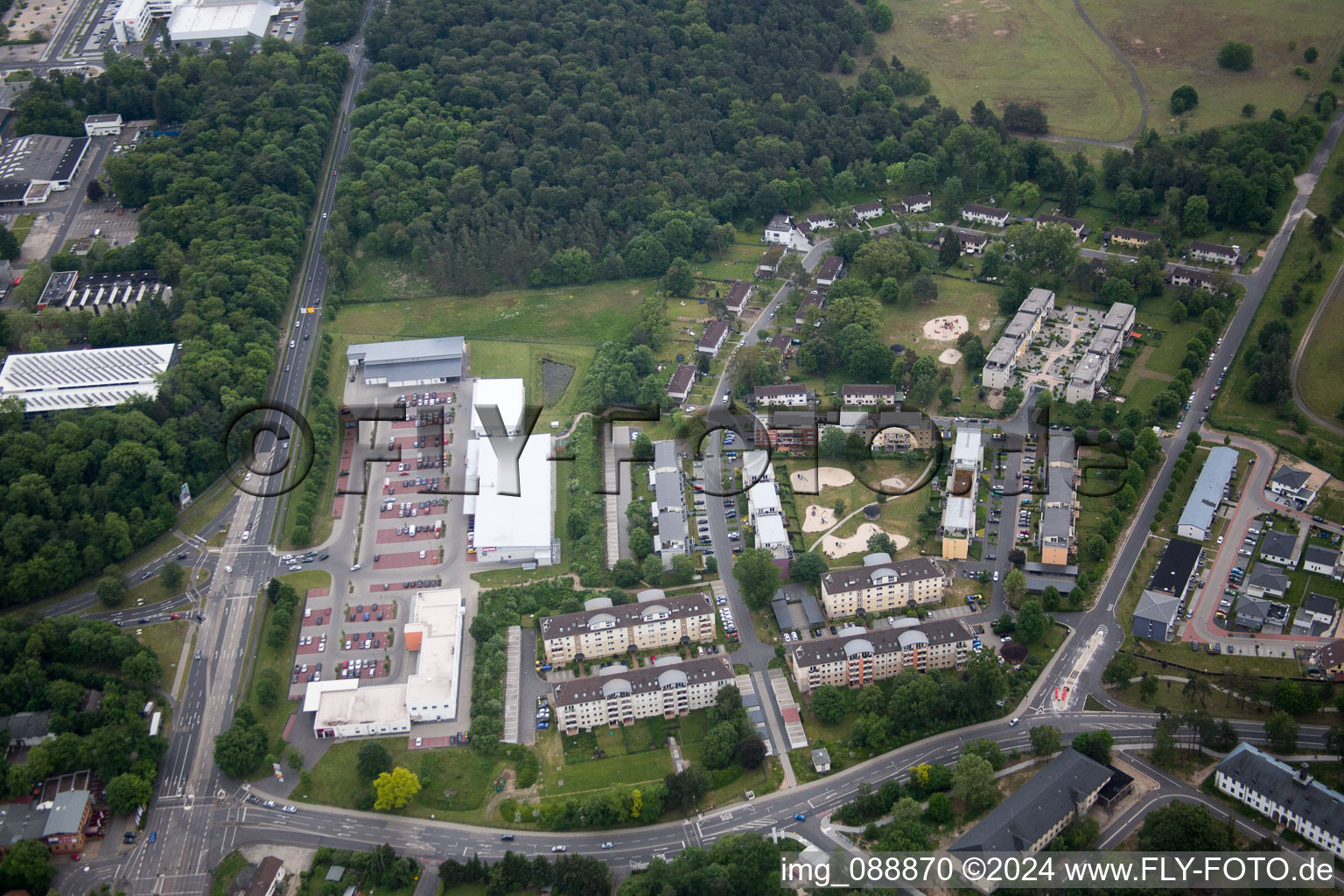 Drone recording of Hanau in the state Hesse, Germany