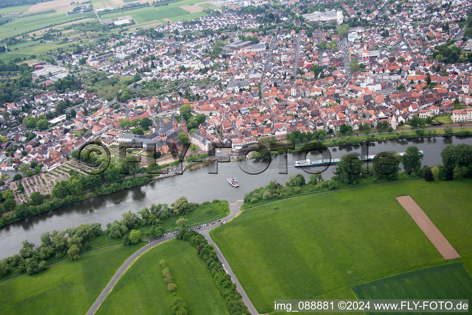 Seligenstadt in the state Hesse, Germany from the plane