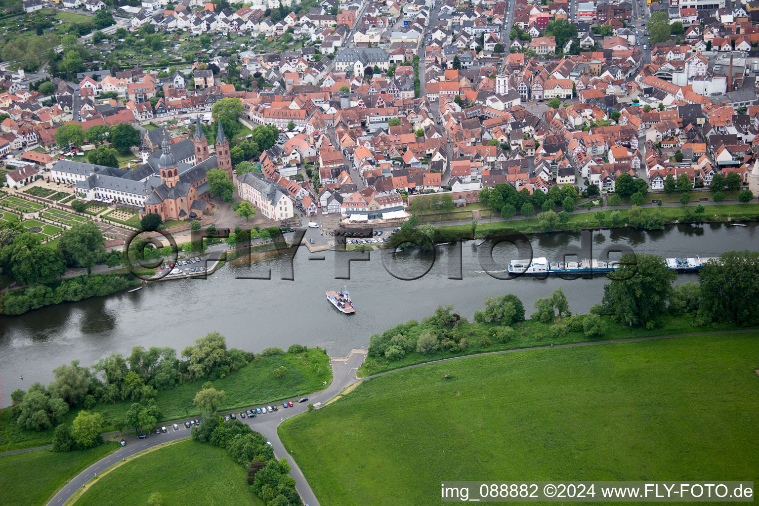 Bird's eye view of Seligenstadt in the state Hesse, Germany