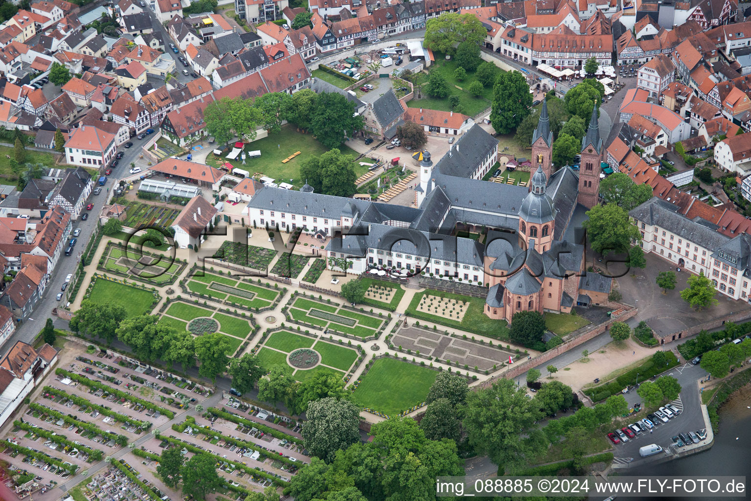 Seligenstadt in the state Hesse, Germany viewn from the air