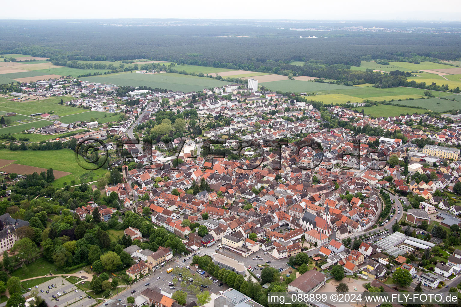 Bird's eye view of Babenhausen in the state Hesse, Germany