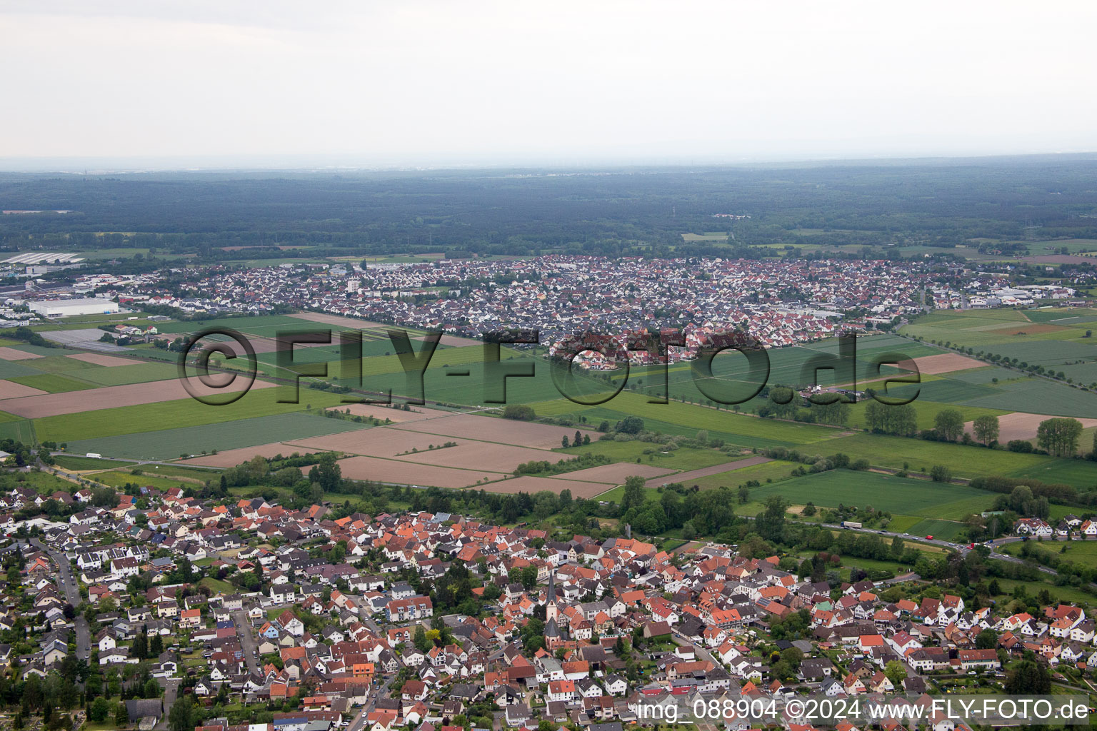 Aerial view of Altheim in the state Hesse, Germany