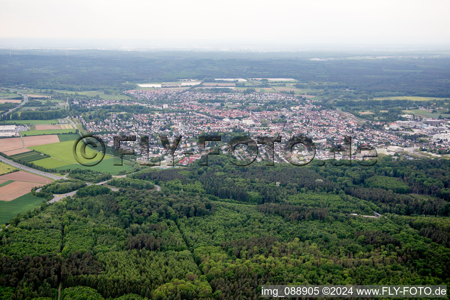 Oblique view of Dieburg in the state Hesse, Germany