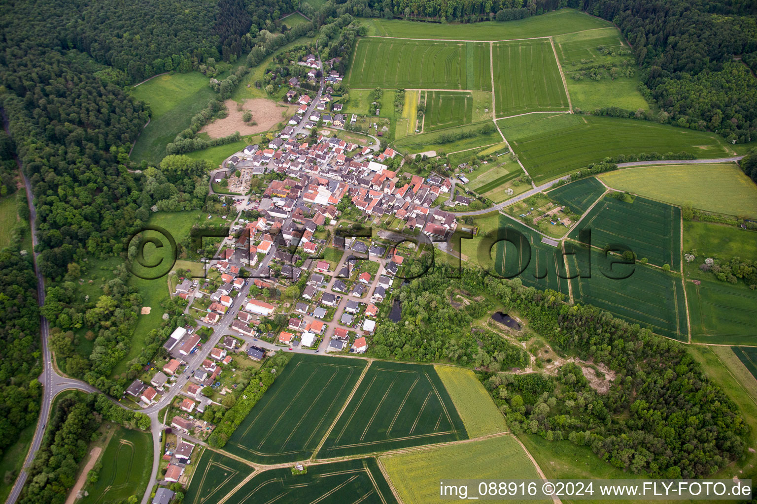 Aerial view of District Hahn in Ober-Ramstadt in the state Hesse, Germany