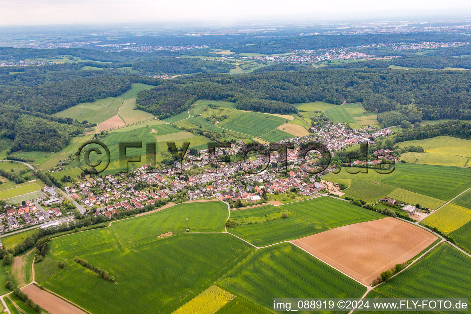 Aerial photograpy of District Nieder-Modau in Ober-Ramstadt in the state Hesse, Germany