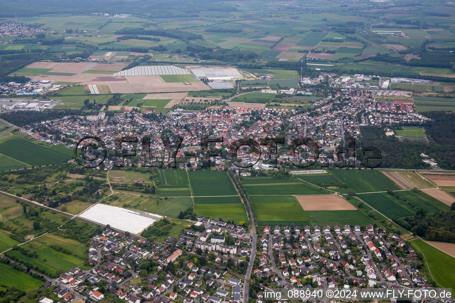 Drone recording of District Jugenheim an der Bergstrasse in Seeheim-Jugenheim in the state Hesse, Germany