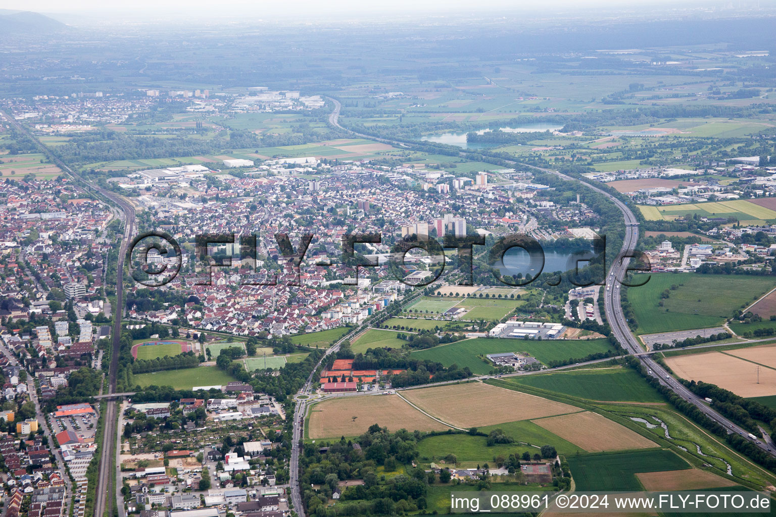 Oblique view of Bensheim in the state Hesse, Germany