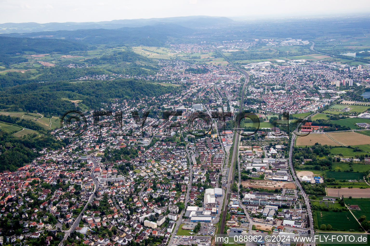 Aerial photograpy of District Auerbach in Bensheim in the state Hesse, Germany